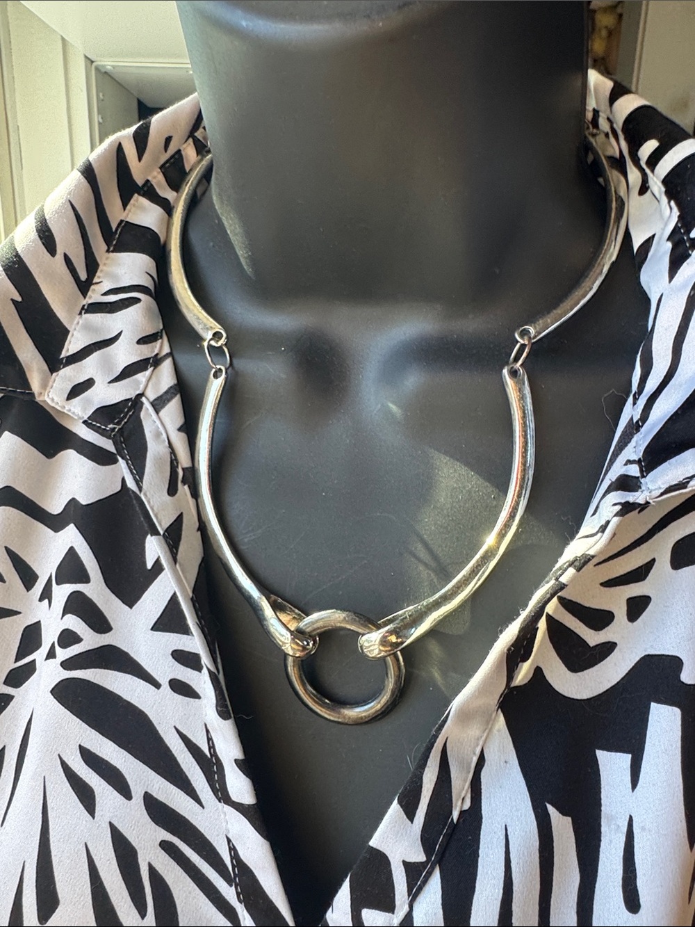 Silver Statement Horsebit Collar Necklace